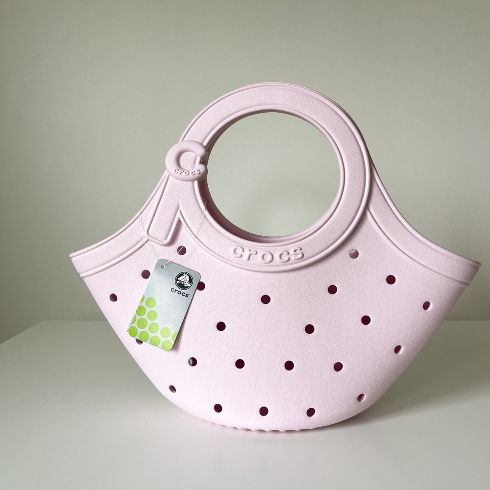 NEW Crocs Medium EVA Tote Bag Round Handle Light Pink